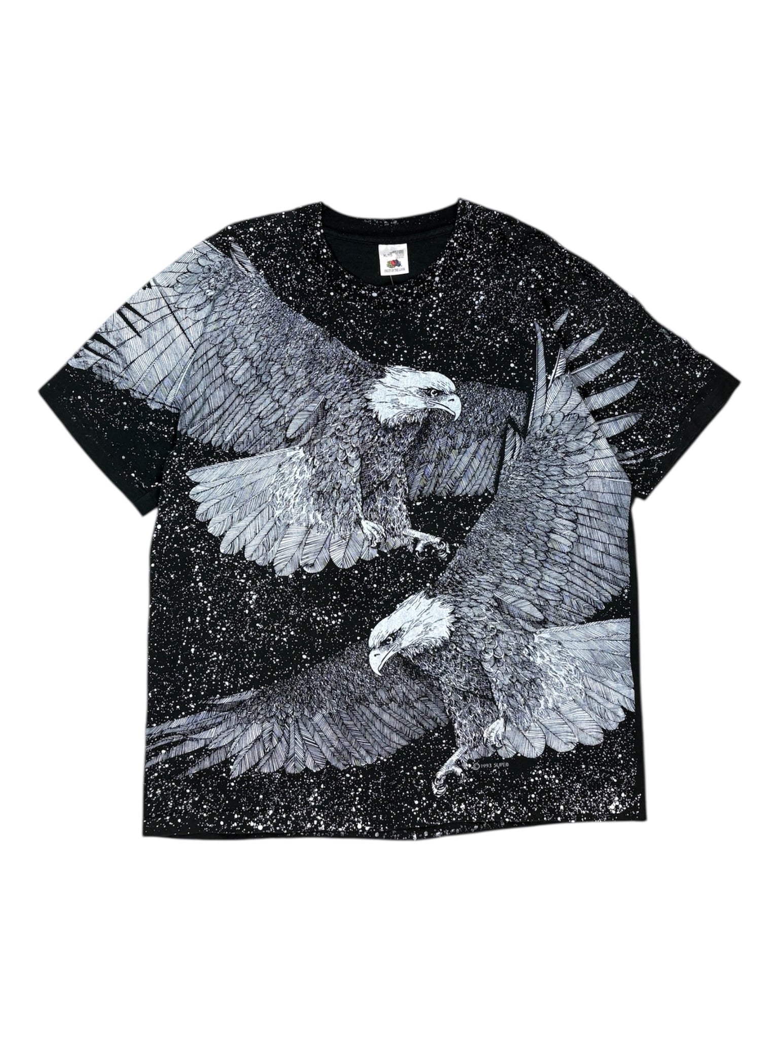 Vintage 1993 bald eagle all over print tee - XL