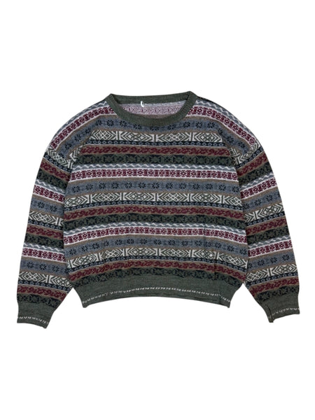 Vintage boxy knit pattern sweater - M