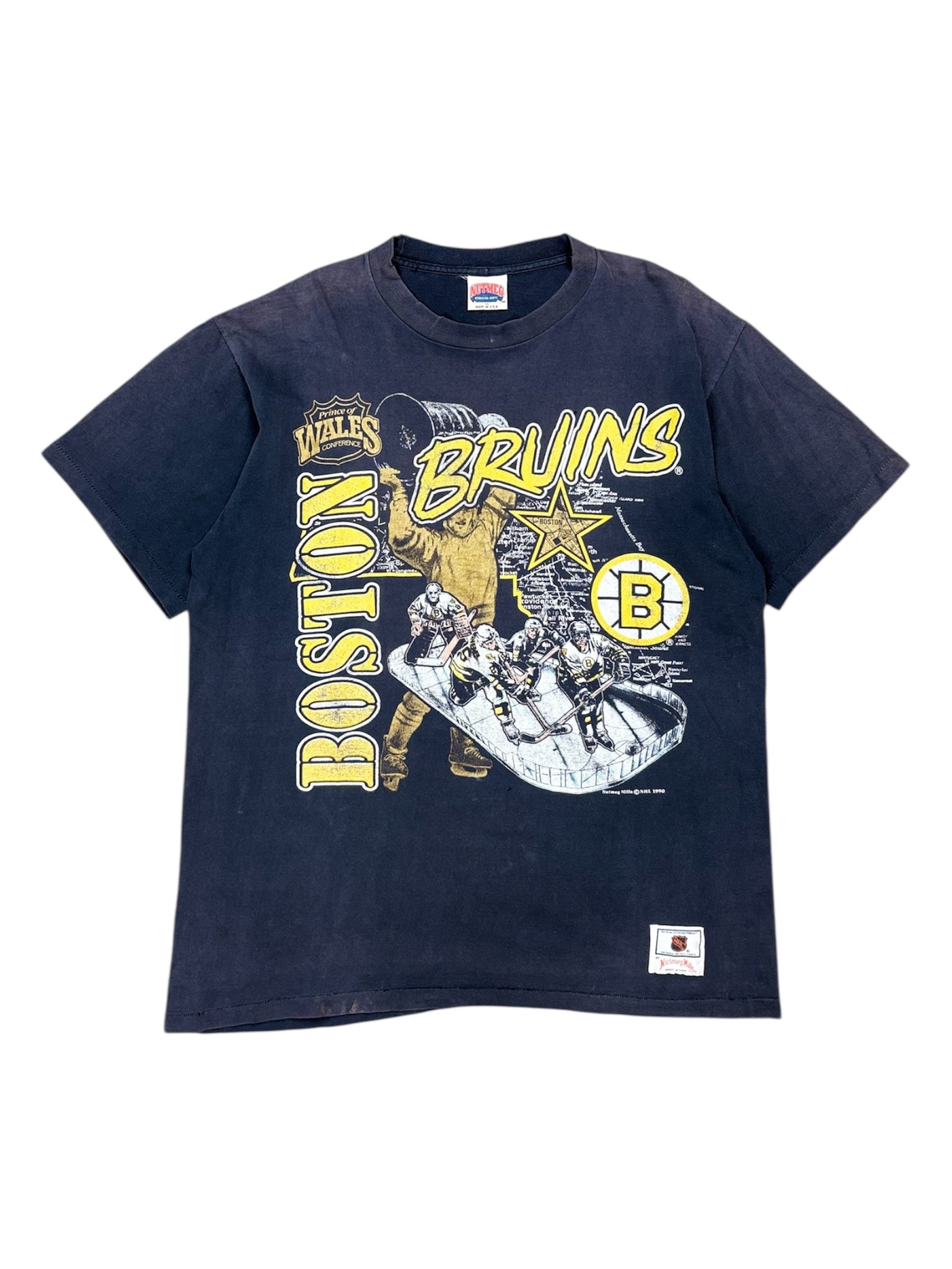 1990 Nutmeg Mills Boston Bruins graphic tee - XL