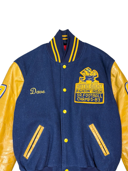 Vintage 1983 Notre Dame Fightin’ Irish Sr. Football Champs leather varsity jacket - M