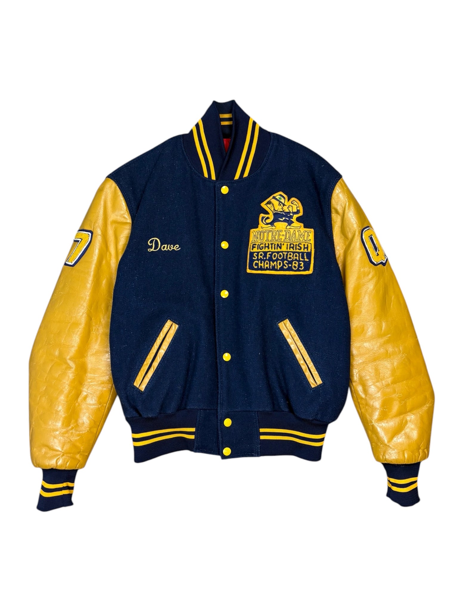 Vintage 1983 Notre Dame Fightin’ Irish Sr. Football Champs leather varsity jacket - M