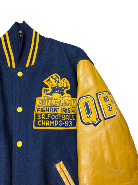 Vintage 1983 Notre Dame Fightin’ Irish Sr. Football Champs leather varsity jacket - M