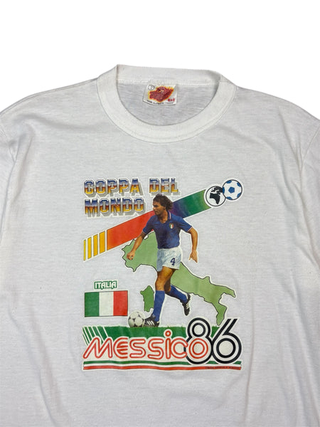 Vintage Italy 1986 Mexico World Cup ringer tee - S