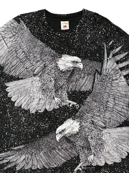 Vintage 1993 bald eagle all over print tee - XL