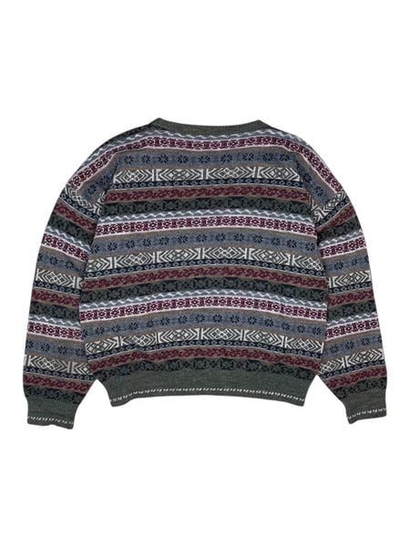 Vintage boxy knit pattern sweater - M